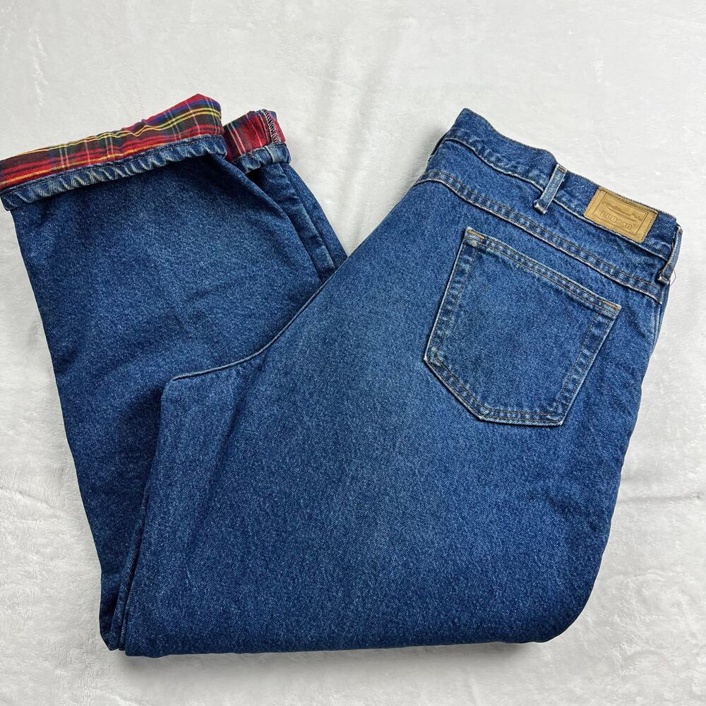L.L. Bean Men's Vintage Blue Jeans Red Flannel Lined Size 42X29 Union Made